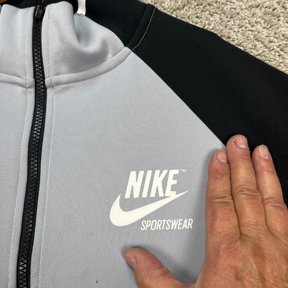Nike Jacket Mens XL Black Gray White Colorblock Full Zip Track Sportswear STAIN - Picture 6 of 15
